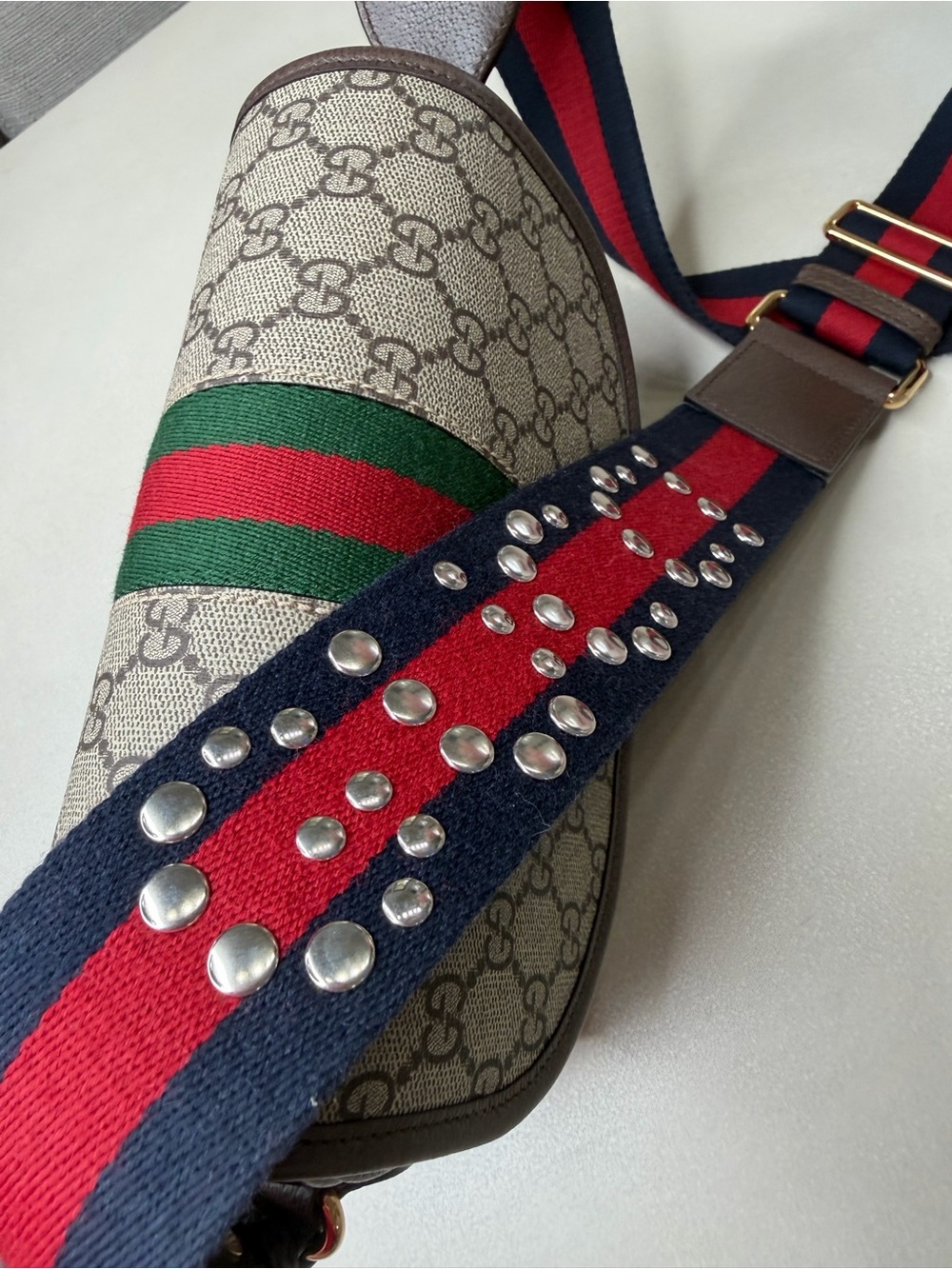 Gucci GG Supreme Canvas Shoulder Bag with Web Stripe - Picture 11 of 11